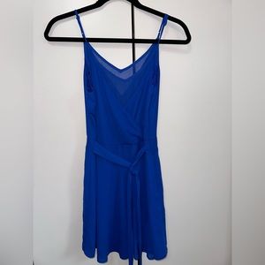 Blue Waist Tied Romper